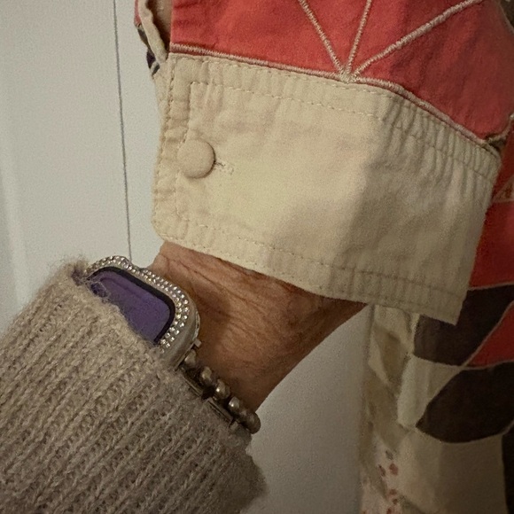 Blue Velvet Tunic with patchwork Geometric Design high low - Picture 4 of 11